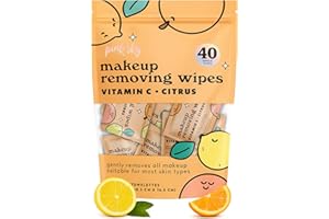 Pink Sky Makeup Remover Wipe for Face - Ultra Soft, Mini Makeup Wipes Individually Wrapped, Travel Makeup Wipe, Gently Cleanse & Remove, 40 Count (40 Wipes, VITAMIN C & CITRUS)