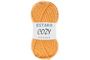 Estako Cozy Thick & Quick Yarn 20% Wool 80% Acrylic Soft Super Bulky Weight #6 Knitting and Crocheting Yarn 3.52 oz (100gr) 65 yds (60 m) (52095-Mustard)