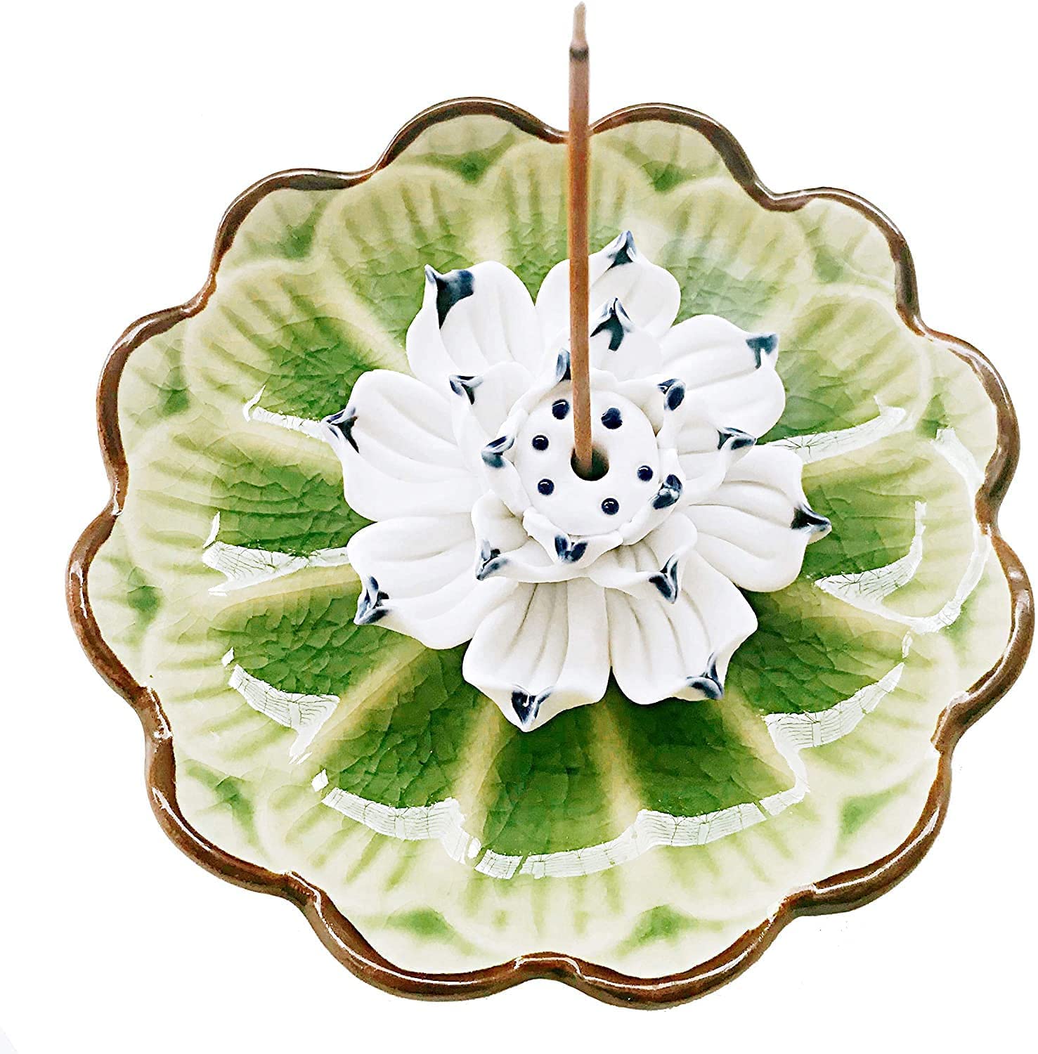 Incense Burner Plate, Lotus Incense Stick Burner for Home Decor Yoga Meditation (Green)