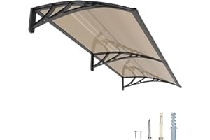 NEBAIKA 40 * 80'' Window and Door Awning Exterior, UV/Rain/Snow/Sunlight Protection Sheet, UPF 50+ Polycarbonate Overhang Canopy, House Overdoor Awnings for Door Entrance Outside/Patio/Porch/Deck