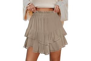COPYLEAF Ruffle Skorts for Woman Boho Tiered Flowy Short Skirt High Waist Mini Skirts Casual Summer Beach Outfits