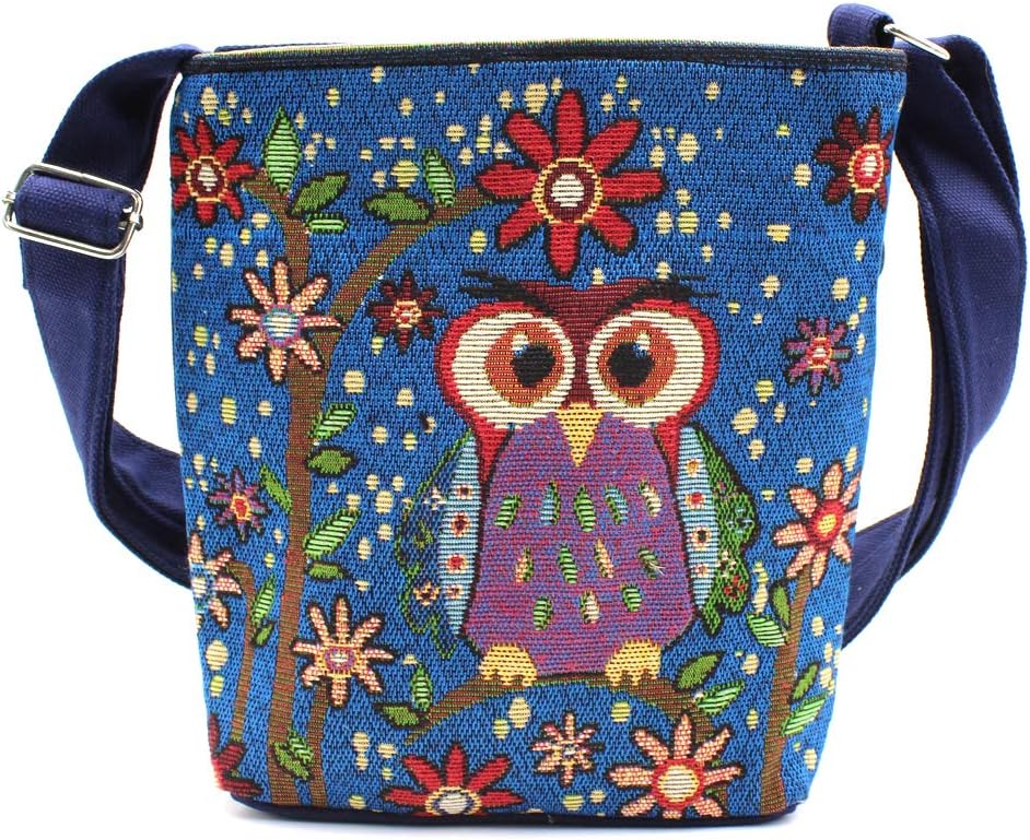 Canvas Flamingo Crossbody Bag Embroidery Shoulder Handbag for Women Girls