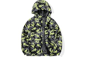 SNOW DREAMS Boys Waterproof Rain Jacket Windbreaker Lightweight Coat Kids Raincoat Outerwear