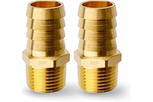 MAACFLOW MAACFLOW Brass 1/2" Male NPT to 3/4" Hose ID Barb Barbed Hose Fitting Adaptor Connector (Pack of 2)