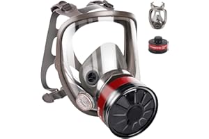VOCITXI Full Face Respirator Mask: Reusable Full Face Gas Cover Survival Nuclear and Chemical Gas Mask with 40mm Activated Carbon Filter Dust Mask Anti Fog Against Gases Organic for Chemicals, Metals