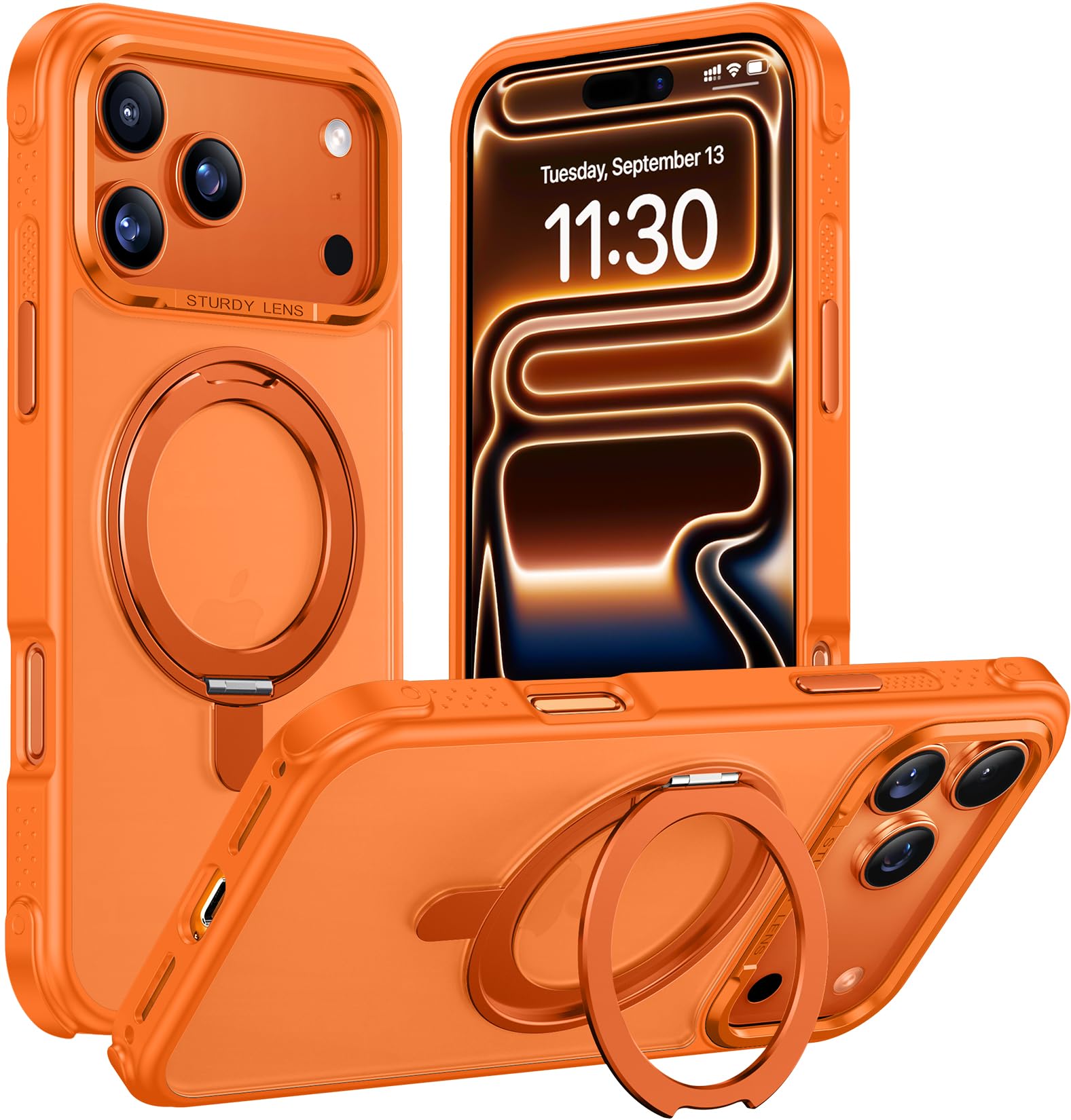 Temdan Designed for iPhone 17 Pro Max Case,[with 360°Rotatable Invisible Magnetic O-Ring Stand][Military Grade Shockproof][Compatible with MagSafe] Anti-Slip Translucent Matte Phone Case 6.9" 2025 Image
