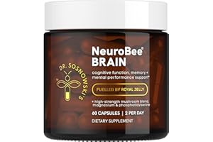 Dr Sosnowski's NeuroBee Brain Supplements with Royal Jelly, Lion's Mane + Reishi Mushroom | Energy, Mental Performance + Cognitive Function Support, 60ct
