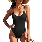 American Trends One Piece Swimsuit Women Swim Suits for Women 2024 Ribbed Open Back Bathing Suit Sexy Slimming Swimsuit
