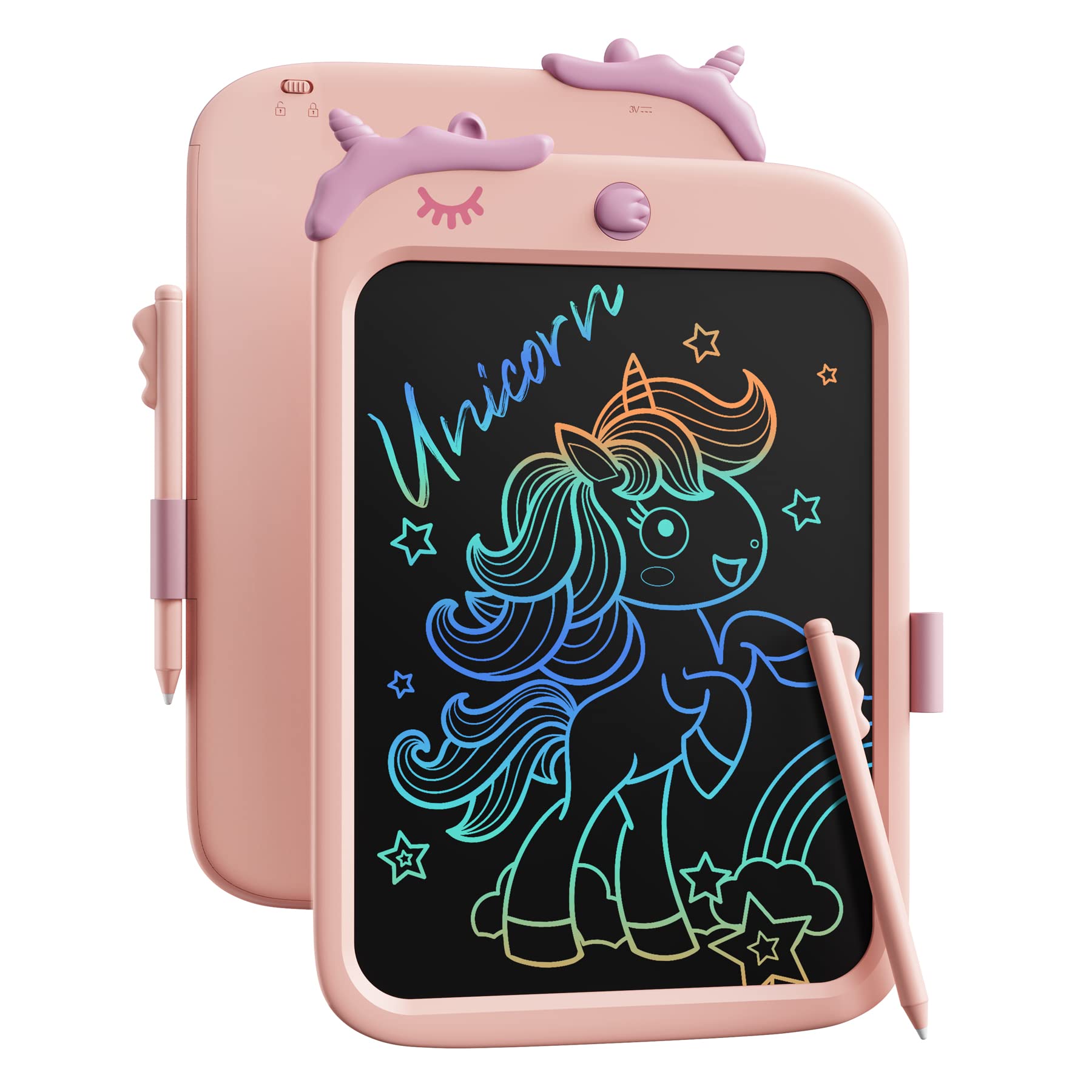 LCD Writing Tablet,10 inch Doodle Board Drawing Pad Tablet with Lock Function, Erasable, Portable, Educational Learning Valentines Toy Gifts for 3 4 5 6 7 8 9 Years Old Girls Toddlers (Pink)
