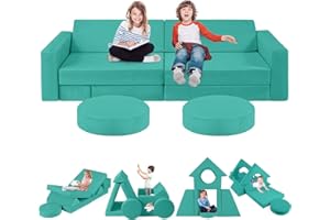 OSYKIU 2025 New Modular Kids Play Couch, 12pcs Toddler Sofa Couch Building Fort, Versatile 300+DIY Creativing Playroom Bedroom Furniture for Toddlers. Convertible Kids Sofa and Cushion for Boys and Girls
