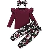 SANMIO Toddler Girl Clothes Outfits Cute Ruffle Sleeve Shirt Floral Pant+Headband 3Pcs Baby Girl Clothing Set 1-6T