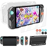 Coooudqs Clear Protective Case for Nintendo Switch 2 Case Dockable, PC Slim Hard Shell for Switch 2 Accessories, Scratch & Shock Protection Cover for Joycon 2 with Screen Protector and 8 Thumb Grip