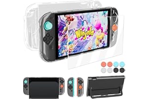 Coooudqs Clear Protective Case for Nintendo Switch 2 Case Dockable, PC Slim Hard Shell for Switch 2 Accessories, Scratch & Shock Protection Cover for Joycon 2 with Screen Protector and 8 Thumb Grip