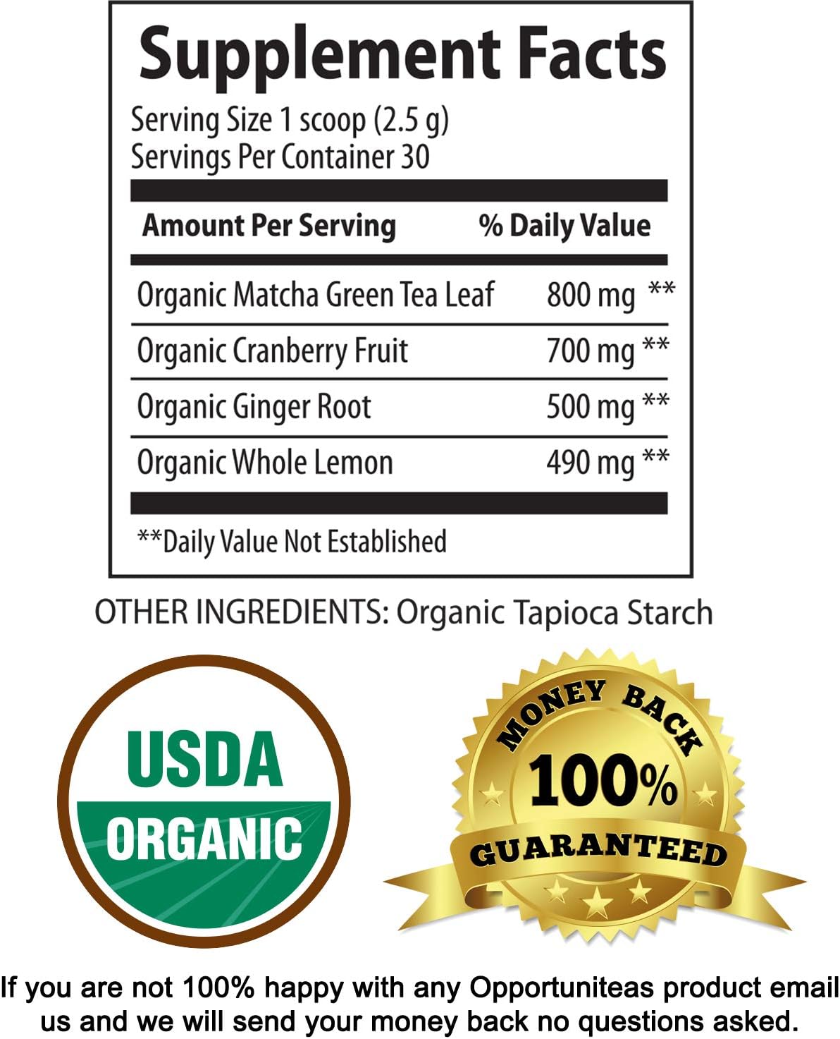 Organic Kidney Cleanse Tea - Matcha Green Tea, Cranberry, Lemon & Ginger - 4 Cleansing Superfoods For Drink, Shake, or Smoothie - Natural Detox Health Supplement Powder - Vegan & Non GMO - 30 Servings: Health & Personal Care