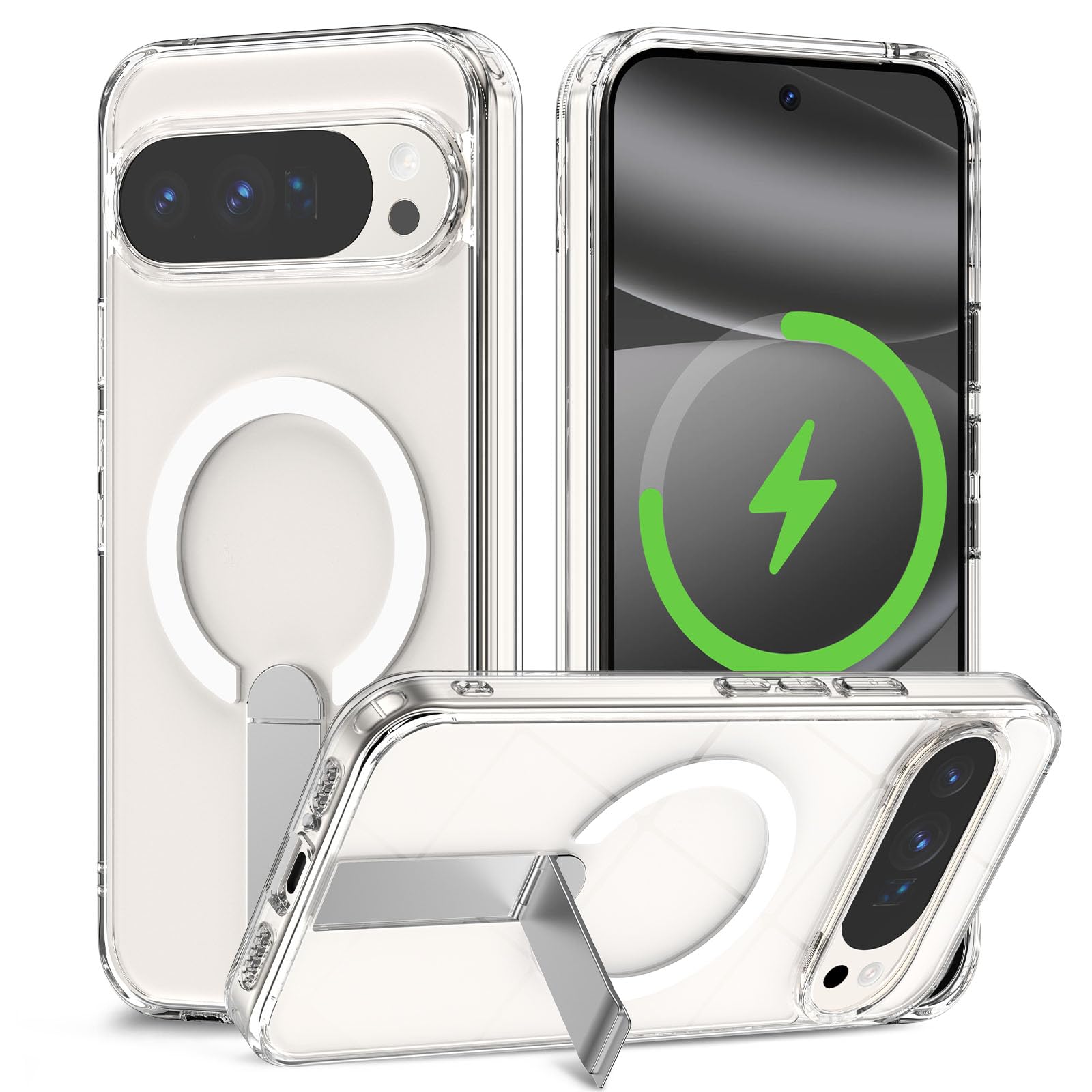 Photo 1 of ACANDYA for Google Pixel 10 Pro XL Case Pixel 9 Pro XL Case Magnetic Stand Holder Kickstand Clear Compatible with Magsafe Military Grade Drop Protection Heavy Duty Shockproof Cover Transparent