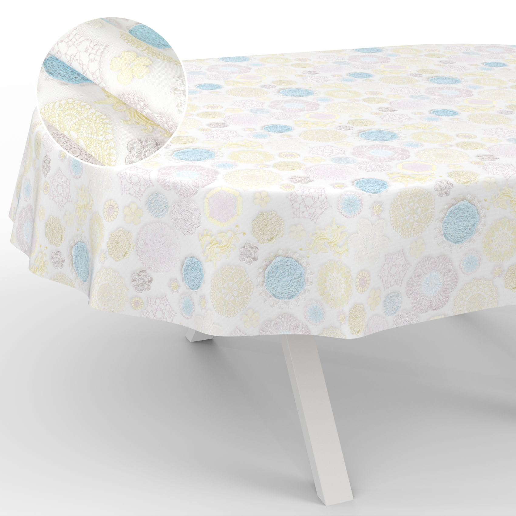 ANRO Oilcloth Tablecloth Washable Oilcloth Garden Tablecloth Outdoor Indoor Oval 220 x 140 cm Cut Edge Lace
