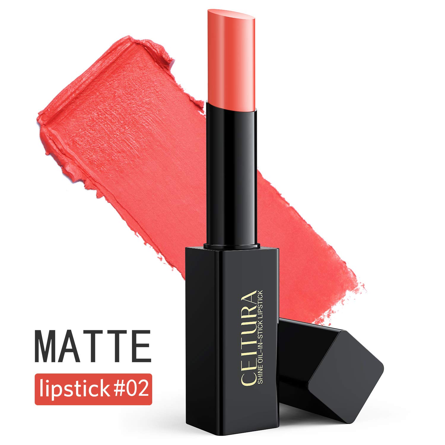 Lipsticks, Nude Coral Pink Matte lipsticks Long Lasting Moisturizing for Nude Make up, CEITURA #002,1 Tube