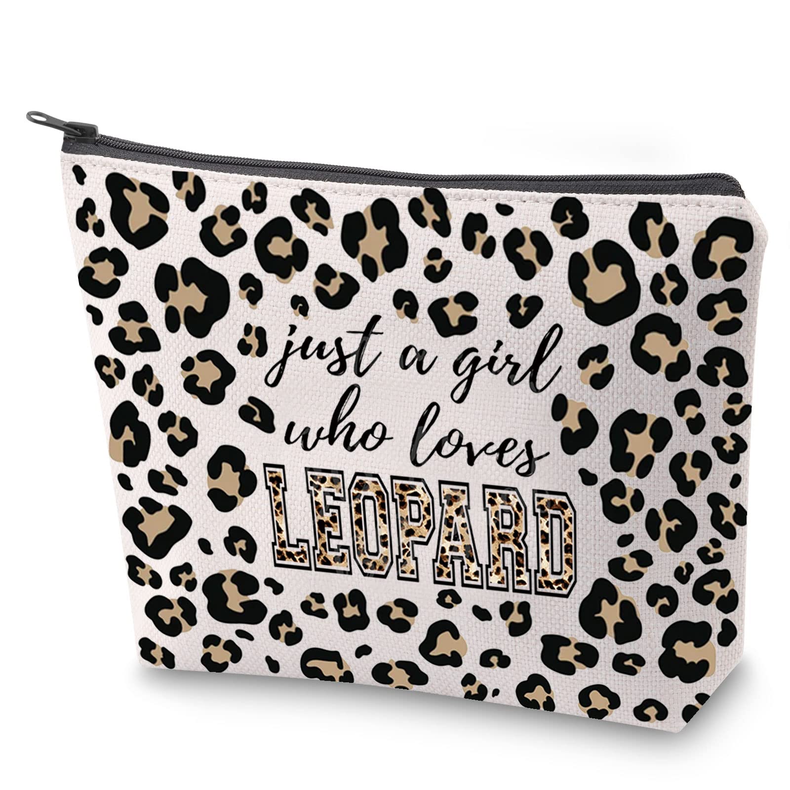 Leopard Print Cosmetic Bag Just A Girl Who Loves Leopards Makeup Bag with Zipper Leopard Lover Gift Leopard Print Travel Pouch (Leopards)