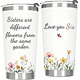 ZyraGleam Gifts for Sister from Sisters Birthday Gifts - Love You Sis Presents, Insulated Stainless Steel Coffee Tumbler Cup 20 OZ White
