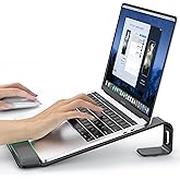 LOXP Laptop Stand for Desk, Metal Laptop Stand with Wrist Support, Ergonomic Detachable Laptop Riser, Aluminum Lectern, Computer Stand for MacBook Air Pro, HP, Dell, XPS, HP (10-17") Laptops - Black