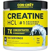 CON-CRET Creatine HCl Powder for Women and Men, Unflavored, 100 Servings | No Bloating or Water Retention, Muscle, Strength &amp; Cognitive Support, USA Made, NSF Certified