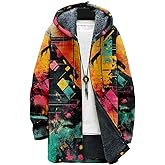 BIVENANT Mens Long Cardigan Hoodies Geometric Hooded Jacket Open front Knitted Sweater Hoodie with Pockets Winter Coats