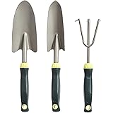 Amazon Basics Garden Tool Collection - 3PC Garden Tool Set (Hand Trowel, Hand Transplanter, Hand Cultivator)