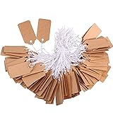 300 Pieces Kraft Price Tags with Elastic Hanging