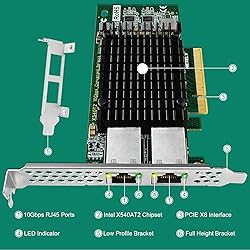 NETELY PCIE X8 to 2X 10GbE NIC Card, 2X 10Gbps RJ45