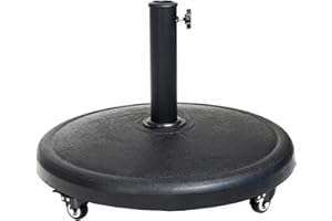 C-Hopetree 44 lb Heavy Duty Round Base Stand with Rolling Wheels for Outdoor Patio Market Table Umbrella, Black