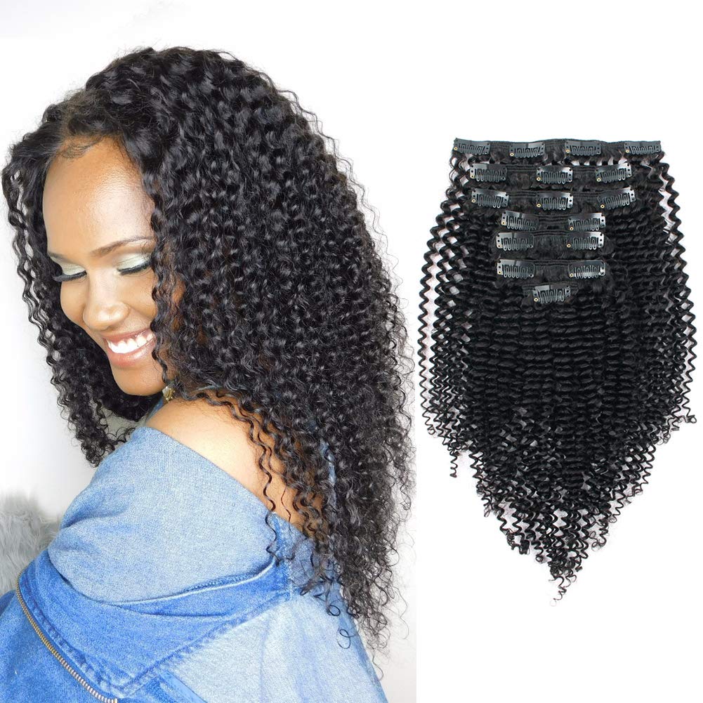 Amazon Com Sassina Real Thick Clip In Human Hair Extensions