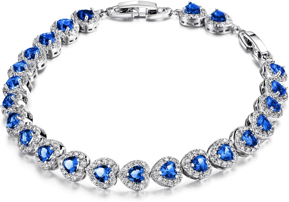 Buy Created Sapphire Tennis Bracelet Heart Cubic Zirconia Bracelets for