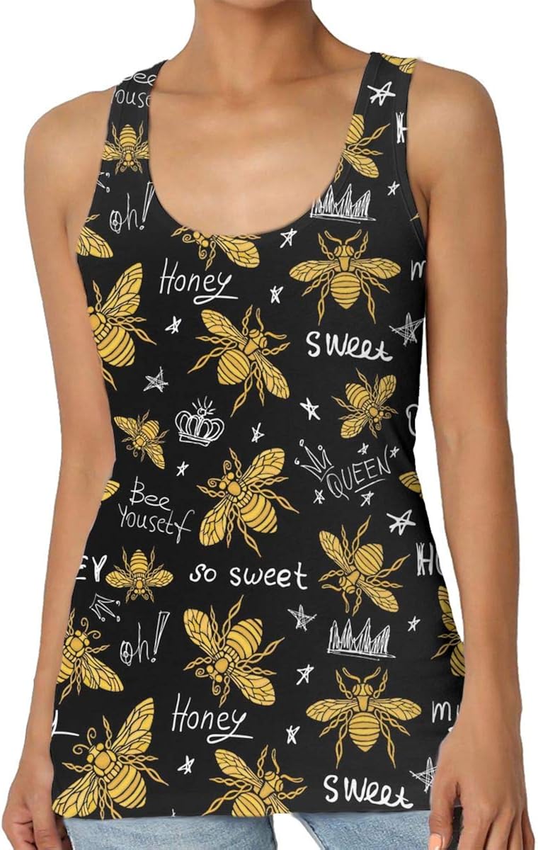 Amazon.com: Honey Bee Queen Women’Stank Top Patterned Ladies Scoop Neck