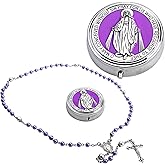 Catholic Pearl Cross Rosary Necklace — Ideal for Baptism, Prayer, Devotion — 6mm Glass Beads & 8mm Our Father Beads w/Caps, Miraculous Jewelry Box – Perfect Religious Gift for Women, Men
