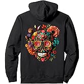 Colorful Mexican Skull Patterns Flowers Halloween Catrina Pullover Hoodie