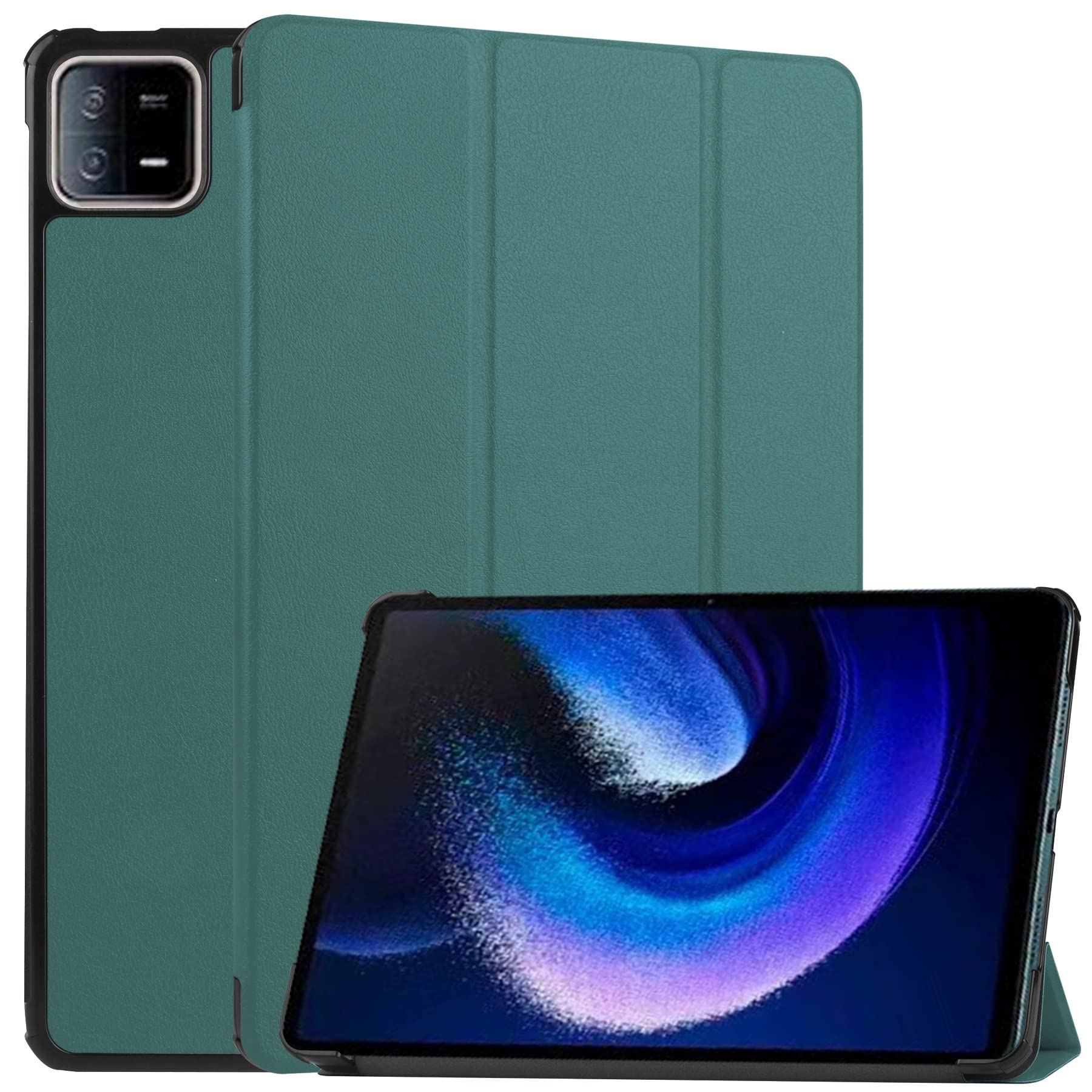 QINOUK Case for Xiaomi Pad 6 11.0, [Stand Feature] Ultra Thin Smart Cover with Auto Sleep Wake, PU and PC Anti-scratch Protective Case, for Xiaomi Pad 6 11.0-Green