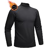 MAGCOMSEN Men's Thermal Shirt Mock Turtle Neck, Fleece Lined Long Sleeve Undershirts, Athletic Warm Base Layer Winter Top