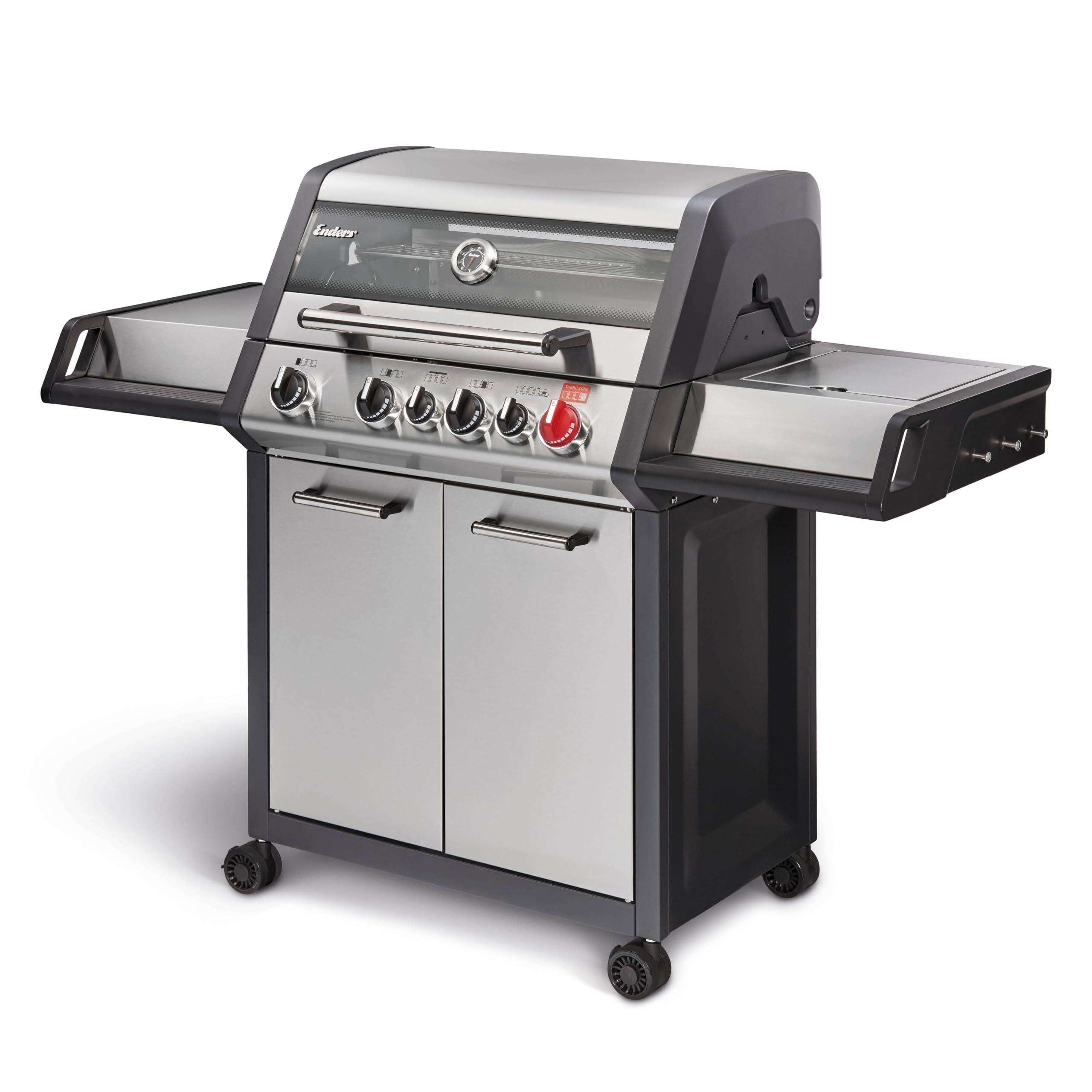 Enders® Gasgrill MONROE PRO 4 SIK TURBO, 4-Edelstahlbrenner, Seitenkocher, Infrarot-Backburner, PanoVision Sicht, HEAT RANGE™-Brenner, SWITCH GRID™, 800 °C TURBO ZONE™, SIMPLE CLEAN™ #8378