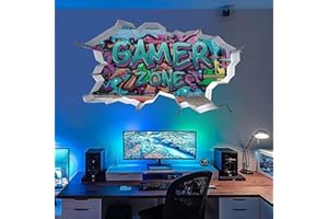 TOARTI 3D Game Wall Decals,Gaming Wall Stickers for Boys Room Gamer Zone Sticker Video Gaming Wallpaper for Kids Playroom Decor