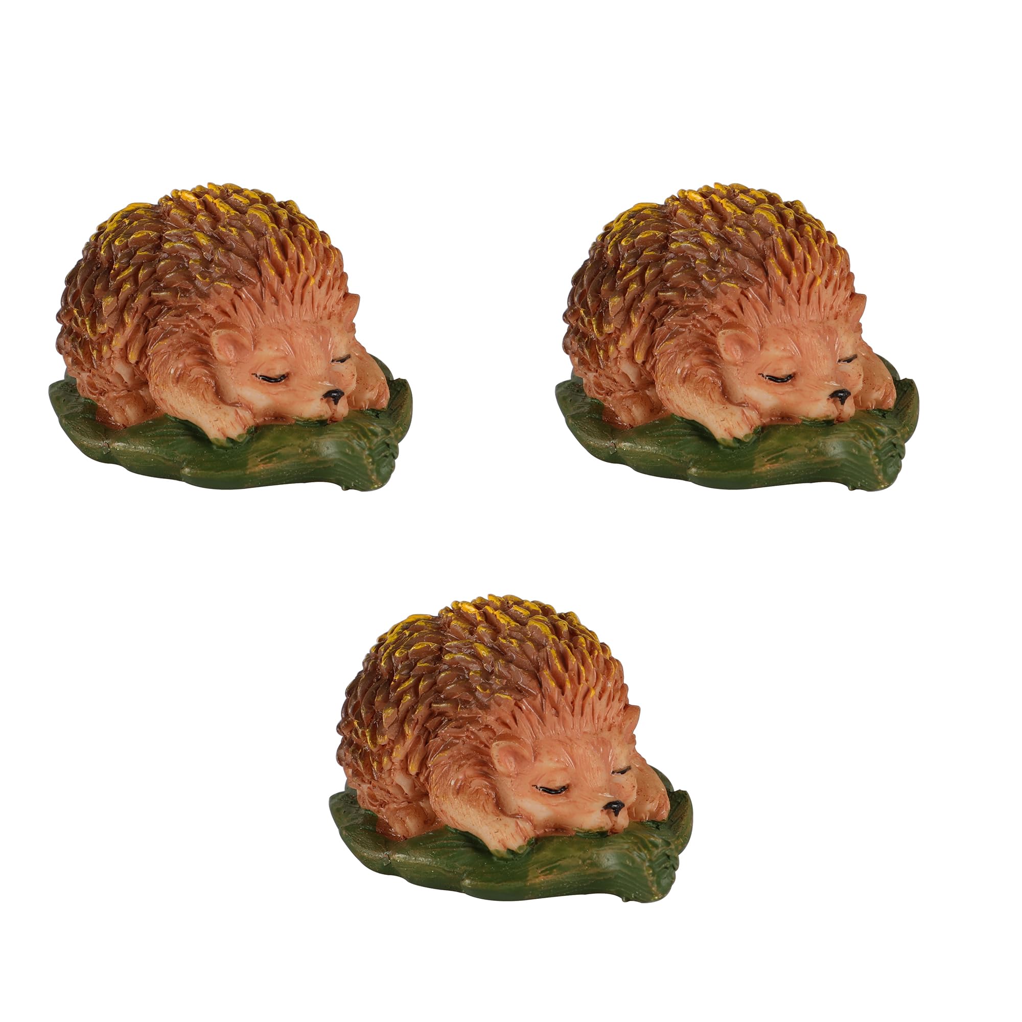 YARCHOON Mini Garden Wise Hedgehogs Figurine Ornaments, 3pcs Animal Figurine Realistic Resin Hedgehogs Statue 1Inch Hedgehogs Fairy Garden Accessories for Patio Lawn Outdoor Indoor Decorations.