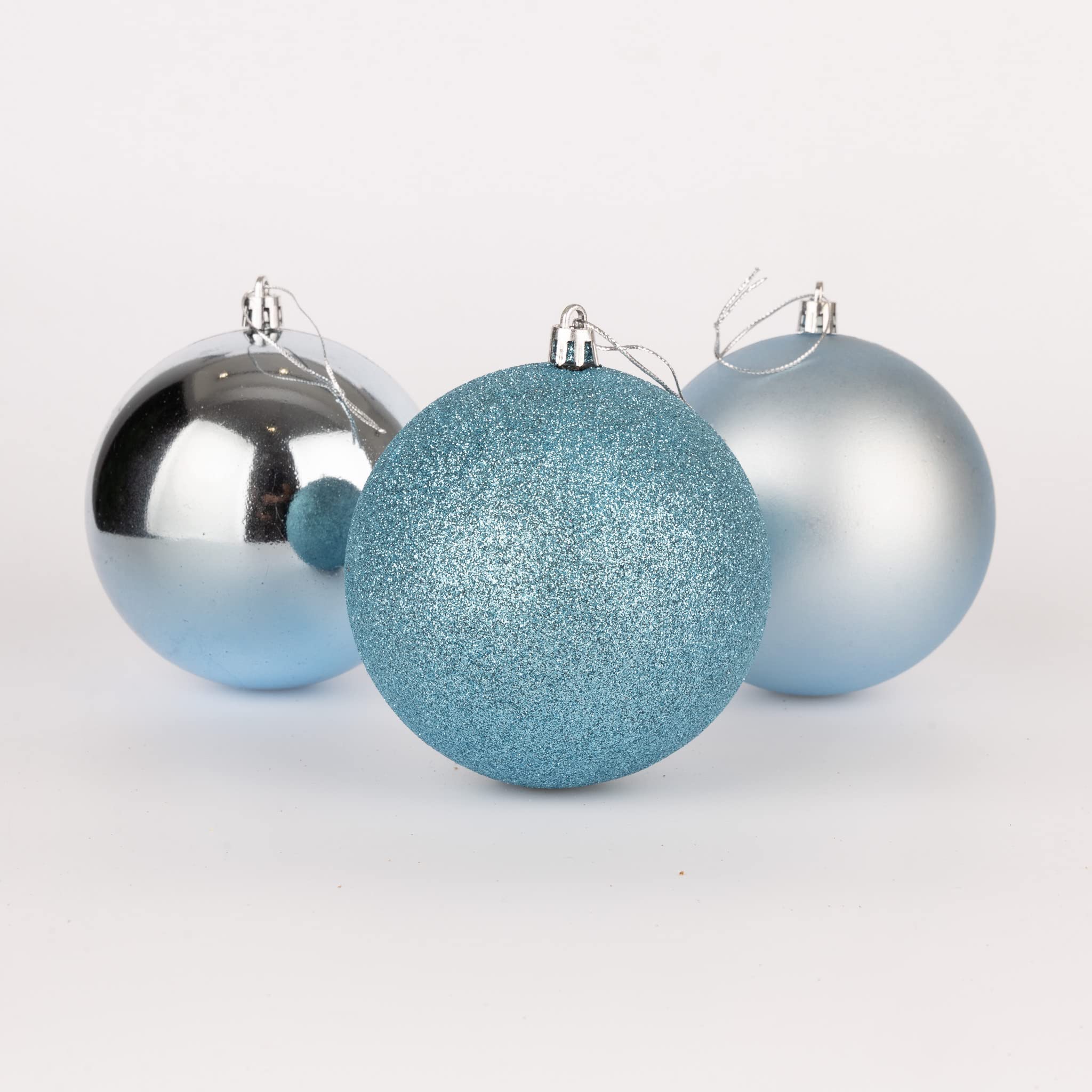 10cm/3Pcs Christmas Baubles Shatterproof Light Blue, Christmas Tree Decorations Ball Ornaments Balls Xmas Hanging Decorations Holiday Decor - Shiny,Matte,Glitter