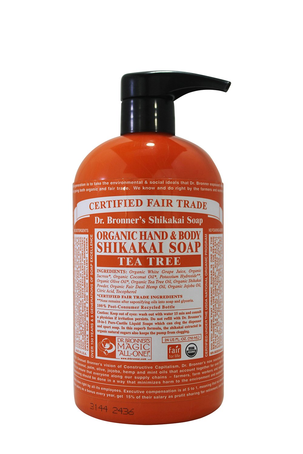 Dr. Bronner's Organic 4-in-1 Shikakai Tea Tree Hand Soap