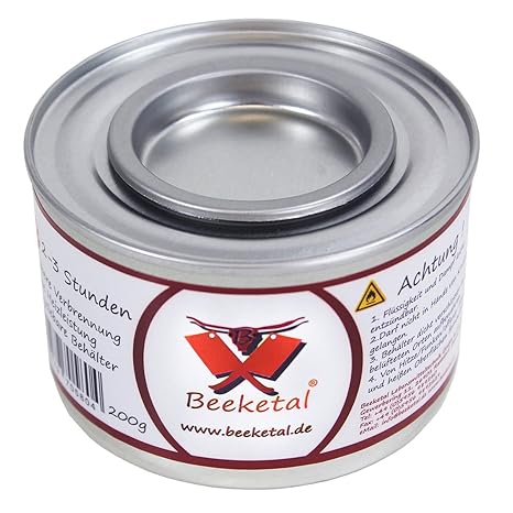Beeketal Brennpaste - 6 x 200g Sicherheitsbrennpaste Dosen, ca. 2-3 Std. Brenndauer pro Dose, sauber und geruchlos, für z.B. 