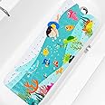Tubozadi Baby Bath Mat for Tub Kids Non Slip Bathtub Mat Extra Long 40X16 Inch Shower Mat Toddler Anti Slip Bathroom Tub Mat with Suction Cups & Drain Holes (Sea World)