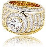 TOPGRILLZ Iced Out Gold Cluster Ring 5A+ Cubic Zirconia 14K Gold Hip Hop Rapper Fashion Luxury Big Diamond Rings For Men