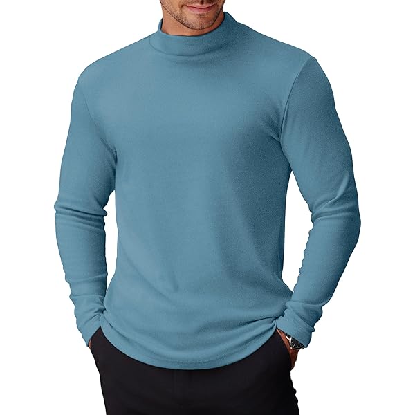 COOFANDY Mens Mock Turtleneck Long Sleeve Sweater Basic Thermal