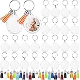 Yaomiao Acrylic Photo Frame Keychain with Tassels, Snap-In Custom Insert Photo Keyring Clear Blank Picture Keyring