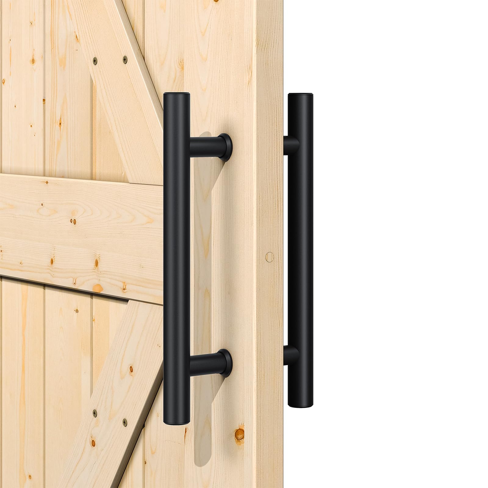 Photo 1 of SMARTSTANDARD 12'' Push Pull Sliding Barn Door Handle, Double-Sided Barn Door Handle Black Set, 1 Pack