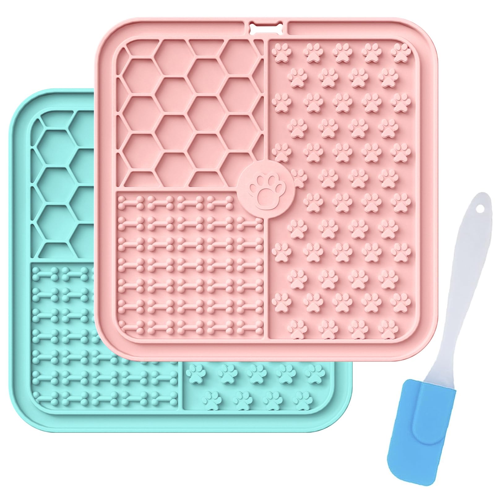 Licky Mats for Dogs and Cats, Premium Lick Mats with Suction Cups for Dog Anxiety Relief, Dog Lick Mats for Bathing, Grooming and Training, Pink and Cyan