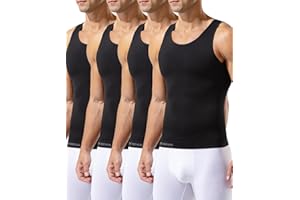 Casey Kevin Mens Compression Tank Top Sleeveless Shapewear Shirt Slimming Vest Gynecomastia Tummy Control Undershirts 4 Pack